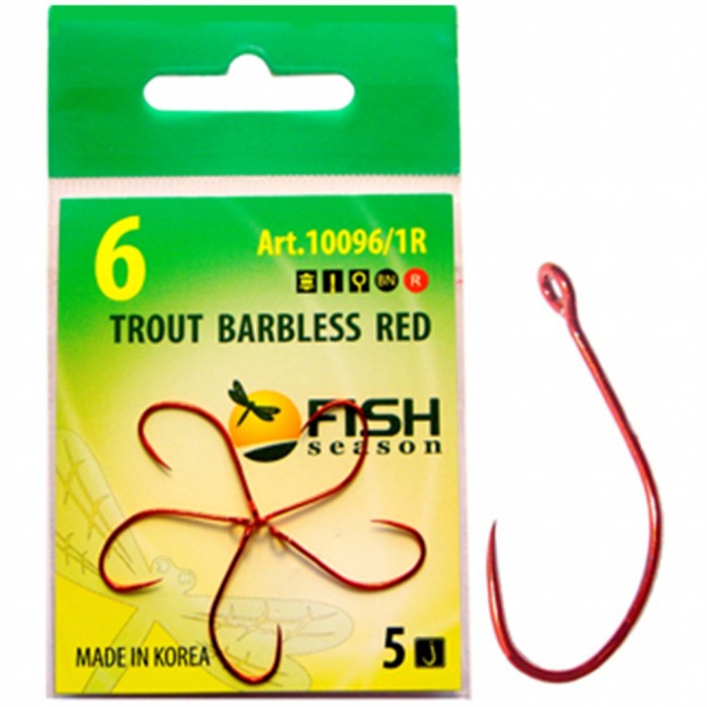 Крючок Fish Season TROUT BARBLESS RED с большим ухом Крючок Fish Season TROUT BARBLESS RED с большим ухом
