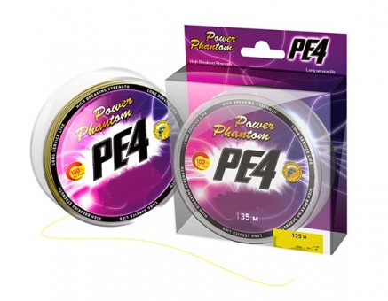 Шнур Power Phantom PE4, 135м (флуоресцентный желтый)