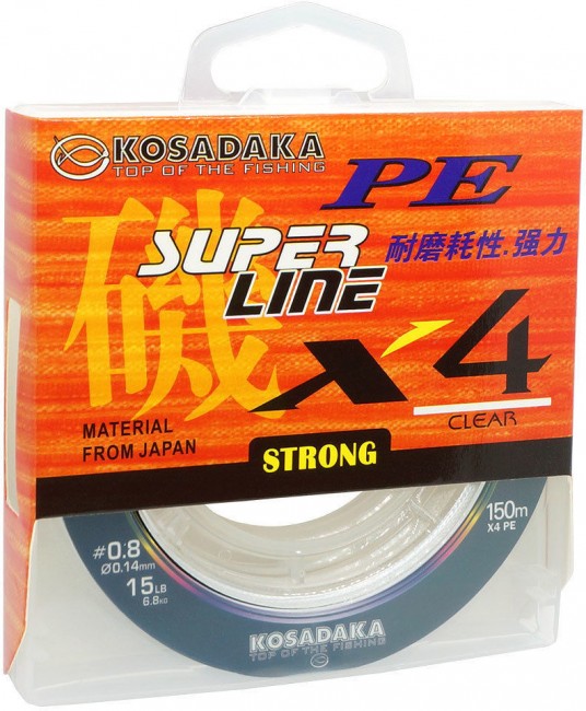 Леска плетеная Kosadaka Super Pe X4 Clear 150м (прозрачная) Леска плетеная Kosadaka Super Pe X4 Clear 150м (прозрачная)